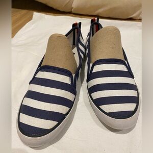 Tommy Hilfiger Blue White Preppy Canvas Loafers 7.5